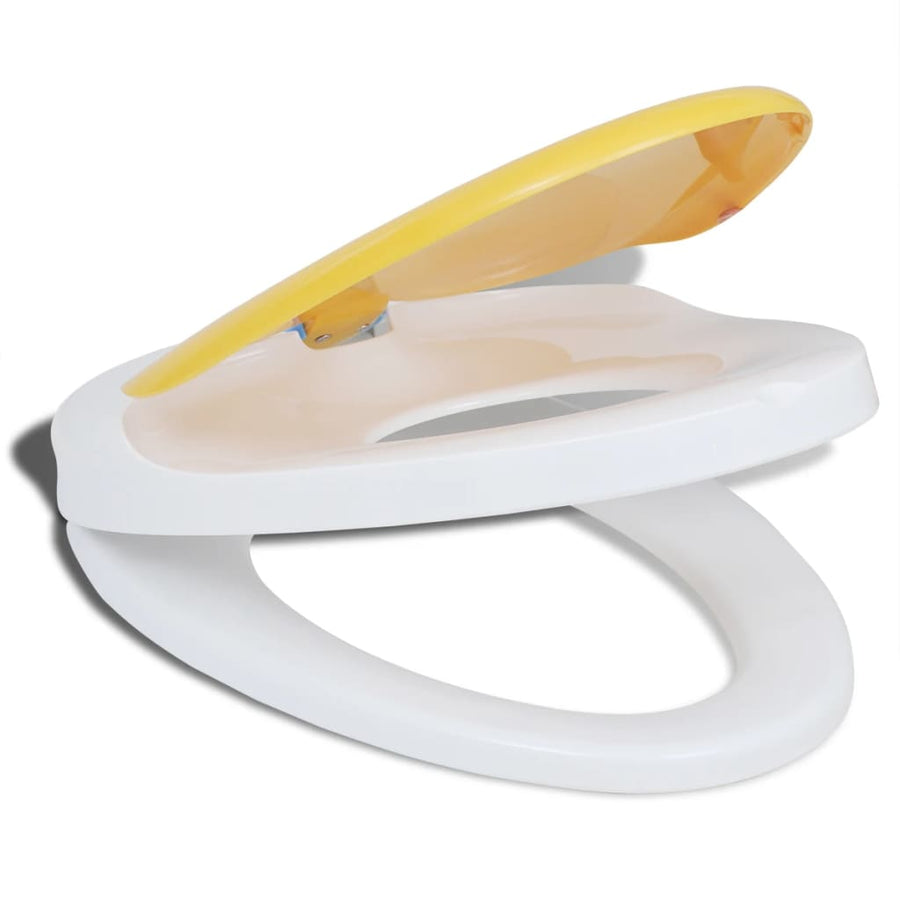 Toiletbril Voor Volwassenen/Kinderen Soft-Close Wit En Geel