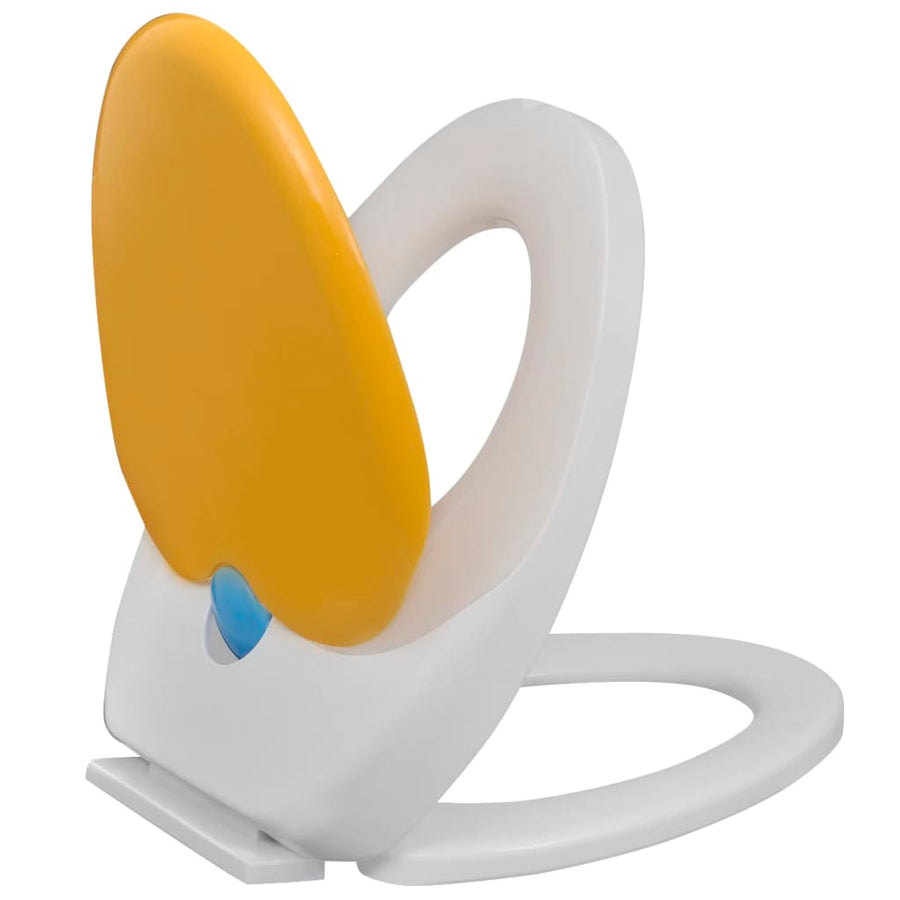 Toiletbril Voor Volwassenen/Kinderen Soft-Close Wit En Geel