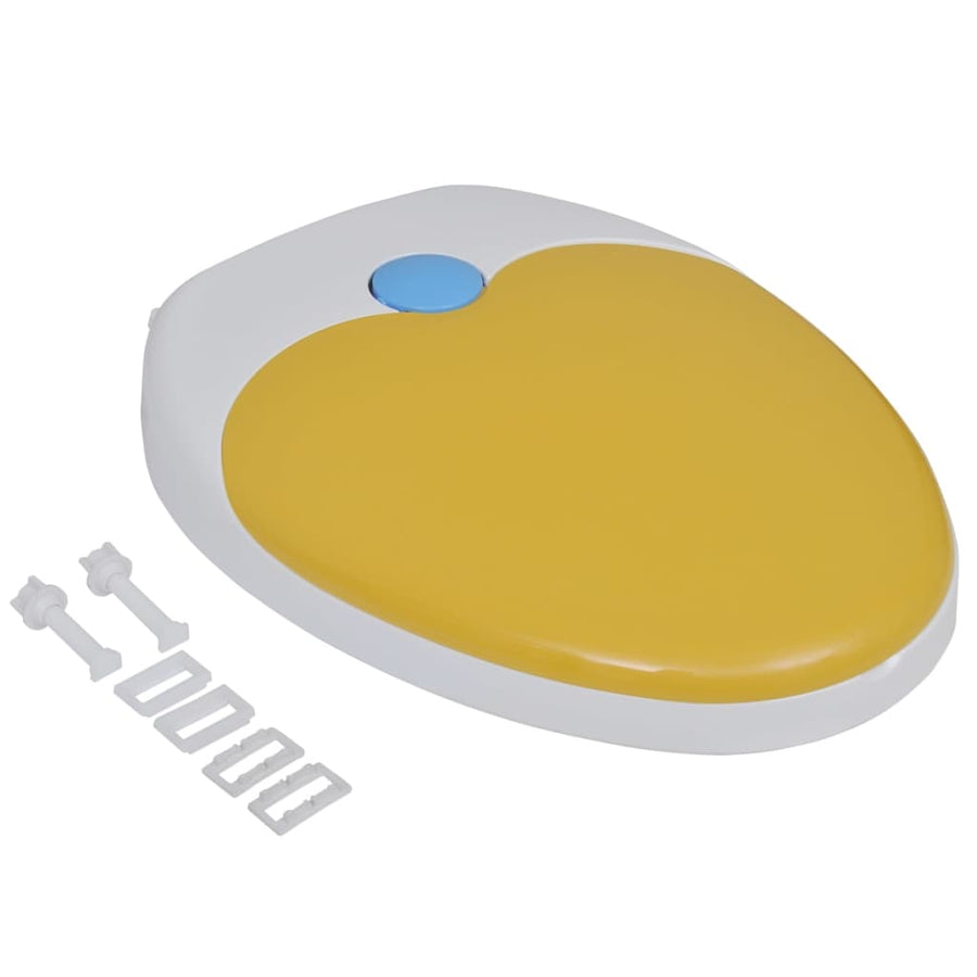 Toiletbril Voor Volwassenen/Kinderen Soft-Close Wit En Geel