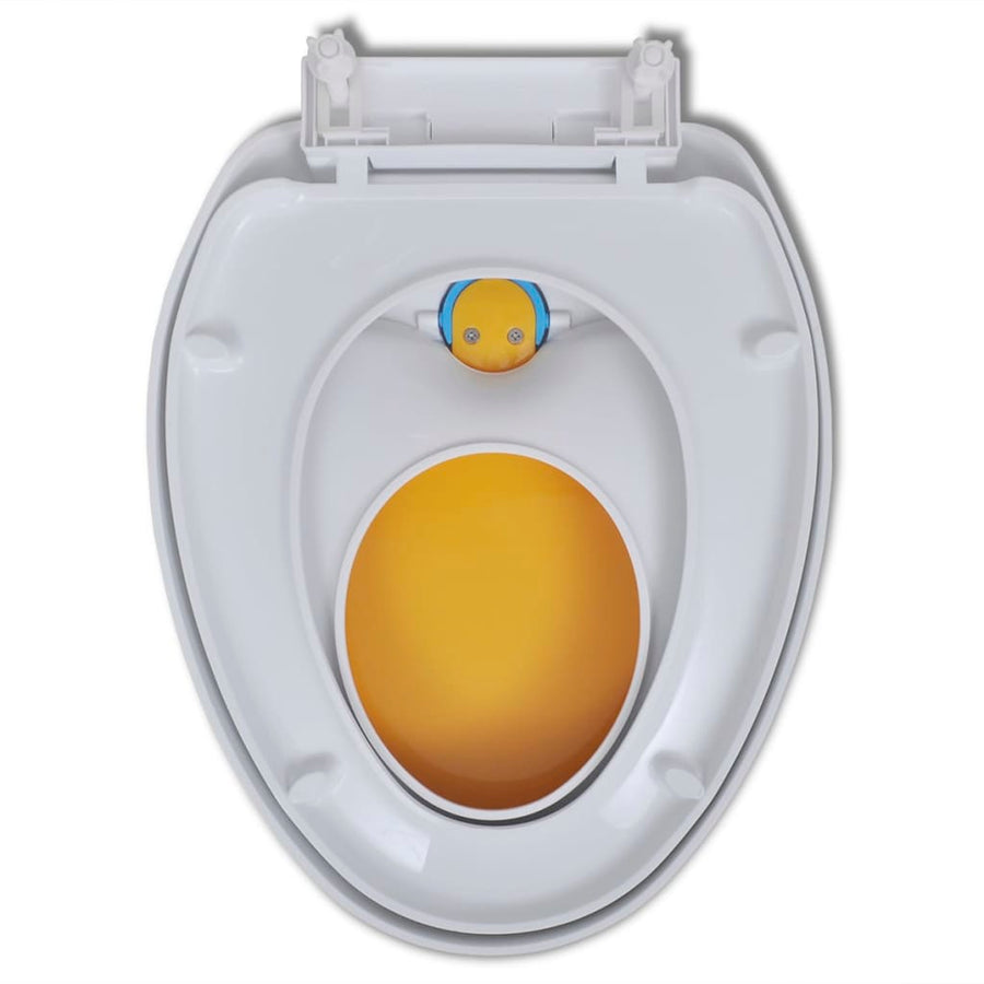Toiletbril Voor Volwassenen/Kinderen Soft-Close Wit En Geel
