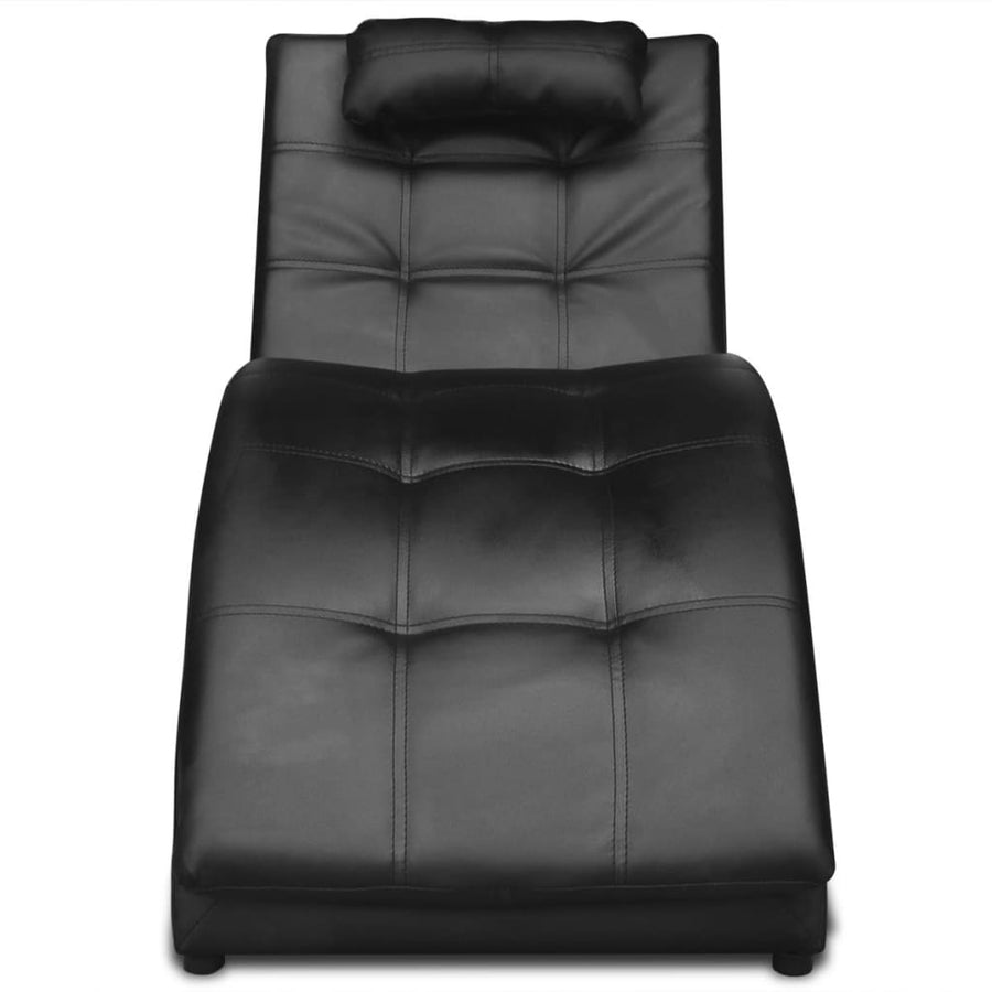 Chaise Longue Met Kussen Kunstleer Zwart