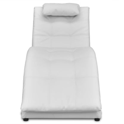 Chaise Longue Met Kussen Kunstleer Wit