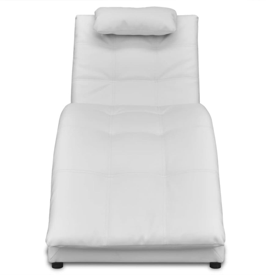 Chaise Longue Met Kussen Kunstleer Wit