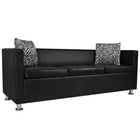Driezitsbank kunstleer zwart 170x62,5x63 cm