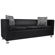 Driezitsbank kunstleer zwart 170x62,5x63 cm