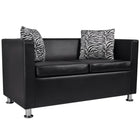 Tweezitsbank kunstleer zwart 120x62.5x63 cm