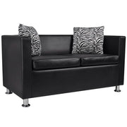 Tweezitsbank kunstleer zwart 120x62.5x63 cm