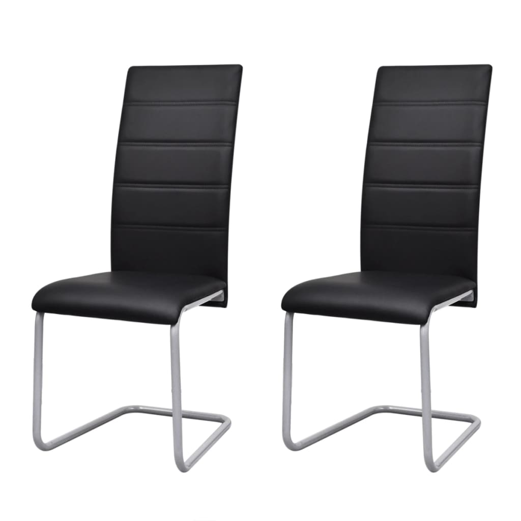 Eetkamerstoelen Kunstleer 2 Zwart