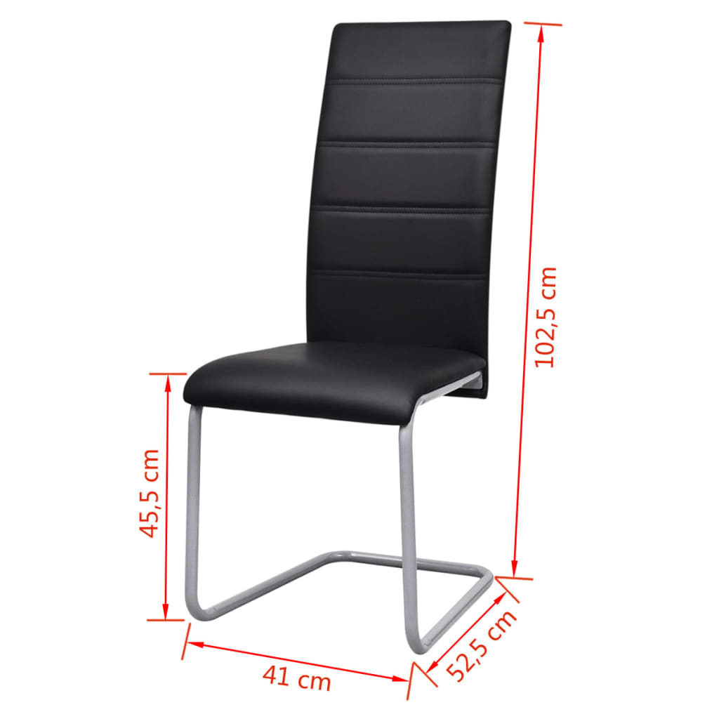 Eetkamerstoelen Kunstleer 2 Zwart