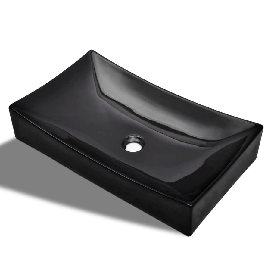 Wasbak, Keramiek, Rechthoekig, Zwart
