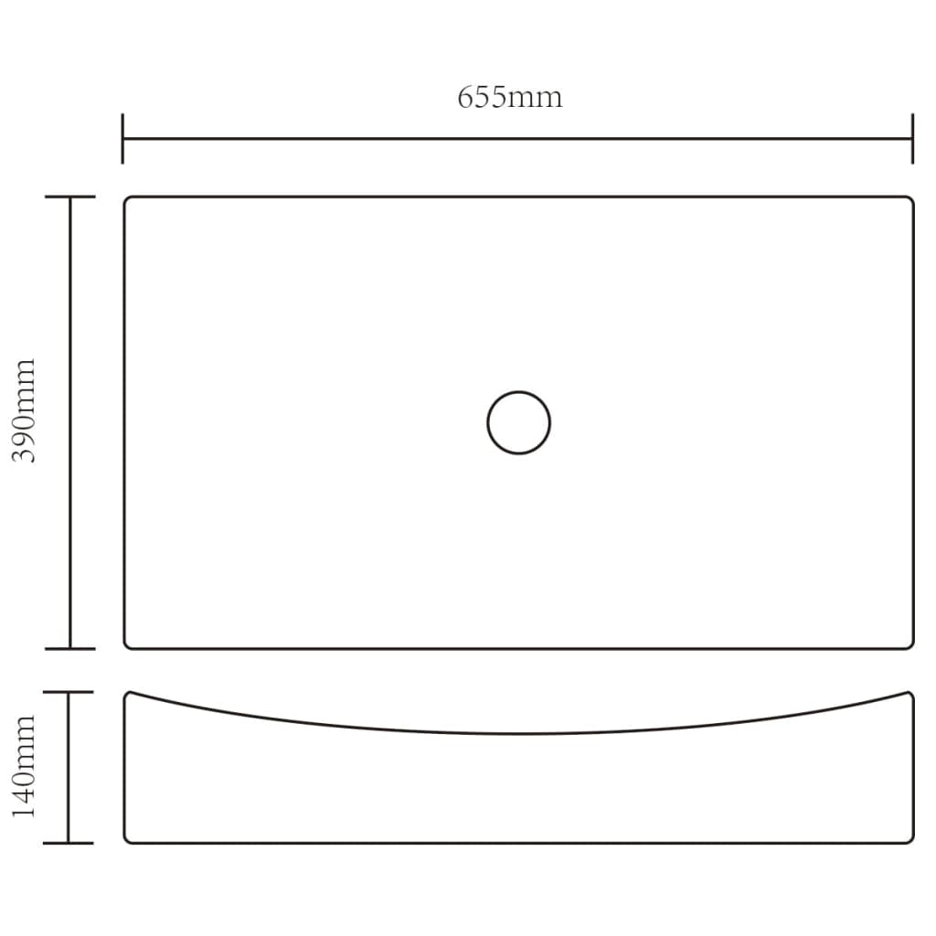 Wasbak, Keramiek, Rechthoekig, Zwart