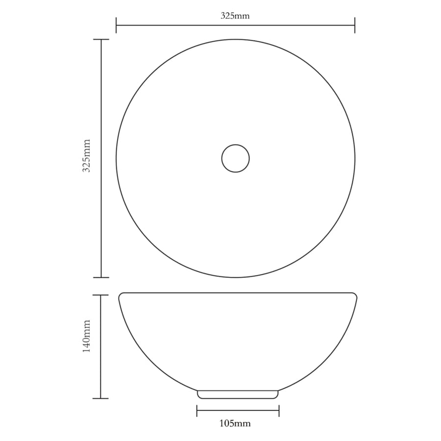 Wasbak, keramiek, rond, zwart 325 mm 32.5 x 14 cm Zwart