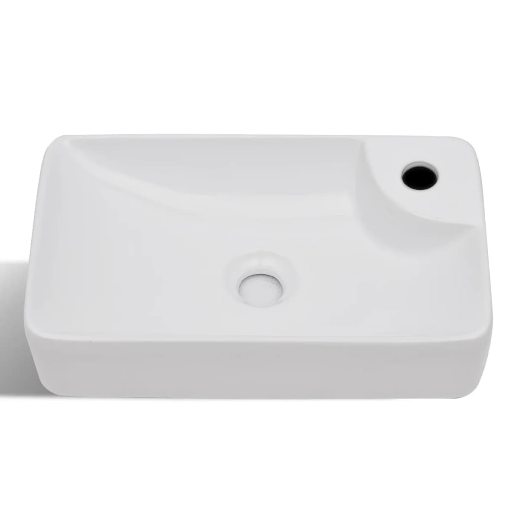Wasbak Met Kraangat, Keramiek, Wit