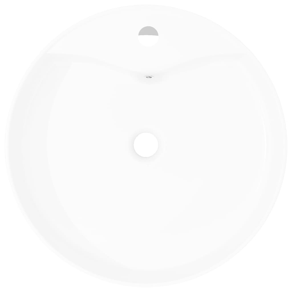 Wasbak Met Overloop, Keramiek, Rond, 46.5 x 15.5 cm Wit
