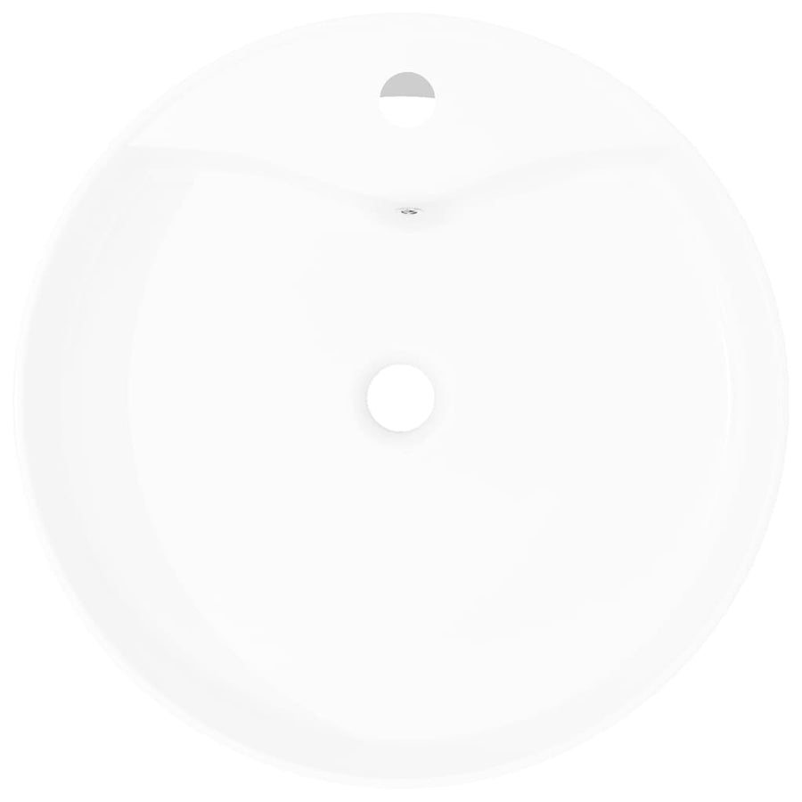 Wasbak Met Overloop, Keramiek, Rond, 46.5 x 15.5 cm Wit