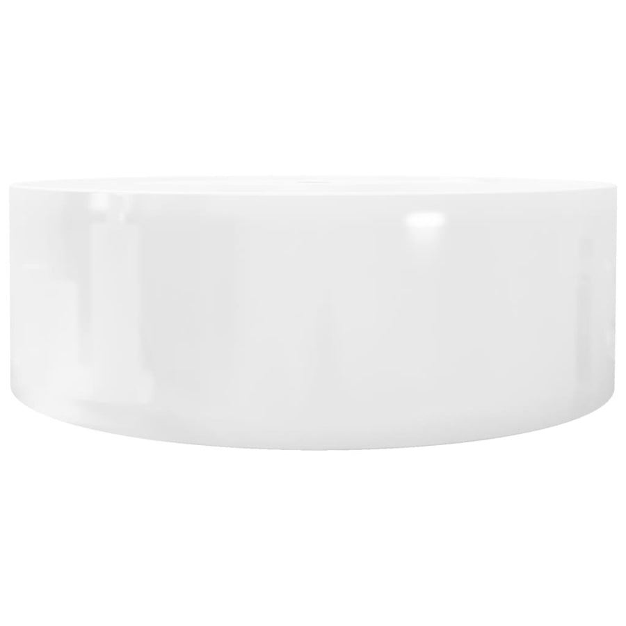 Wasbak Met Overloop, Keramiek, Rond, Wit