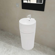 Wastafel rond keramiek wit 40x41.5x86 cm staand muur