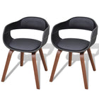 Eetkamerstoelen 2 st gebogen hout kunstleer zwart 49x51x70 cm