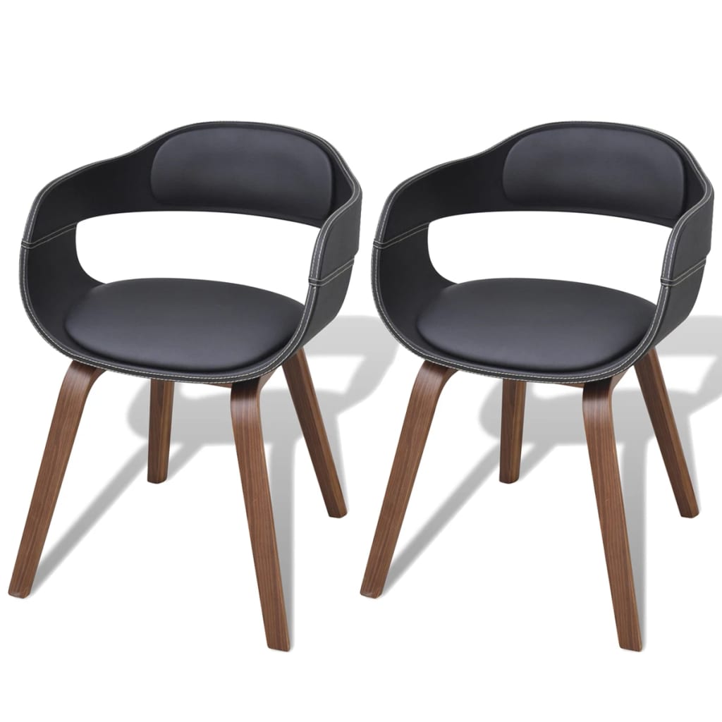 Eetkamerstoelen Gebogen Hout En Kunstleer 2 Zwart