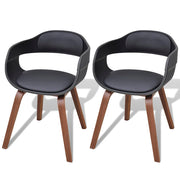 Eetkamerstoelen 2 st gebogen hout kunstleer zwart 49x51x70 cm