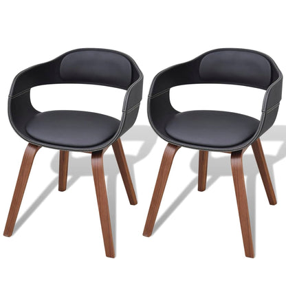 Eetkamerstoelen Gebogen Hout En Kunstleer 2 Zwart