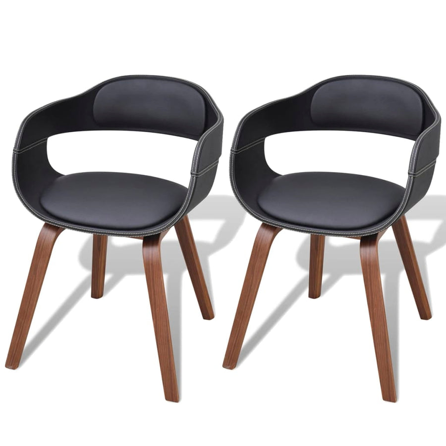 Eetkamerstoelen Gebogen Hout En Kunstleer 2 Zwart
