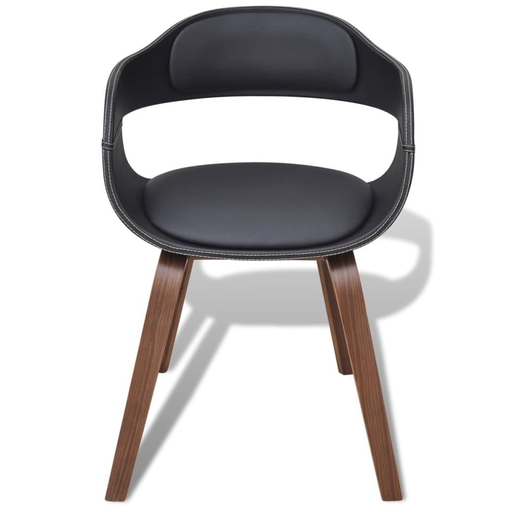 Eetkamerstoelen Gebogen Hout En Kunstleer 2 Zwart