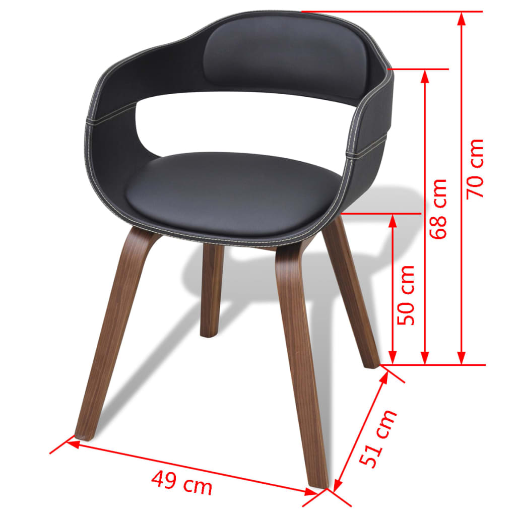 Eetkamerstoelen Gebogen Hout En Kunstleer 2 Zwart
