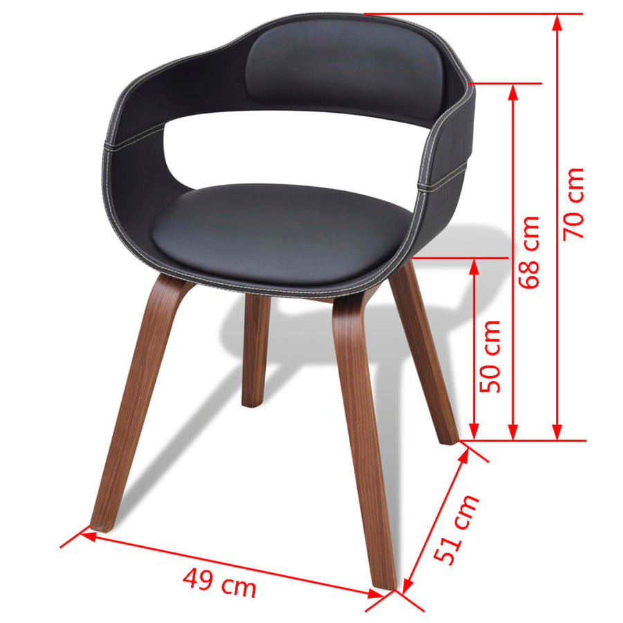 Eetkamerstoelen Gebogen Hout En Kunstleer 2 Zwart
