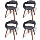 Dining chairs 4 pcs bent wood and faux leather black