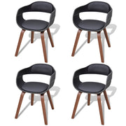 Dining chairs 4 pcs bent wood and faux leather black