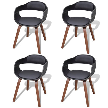 Eetkamerstoelen Gebogen Hout En Kunstleer 4 Zwart