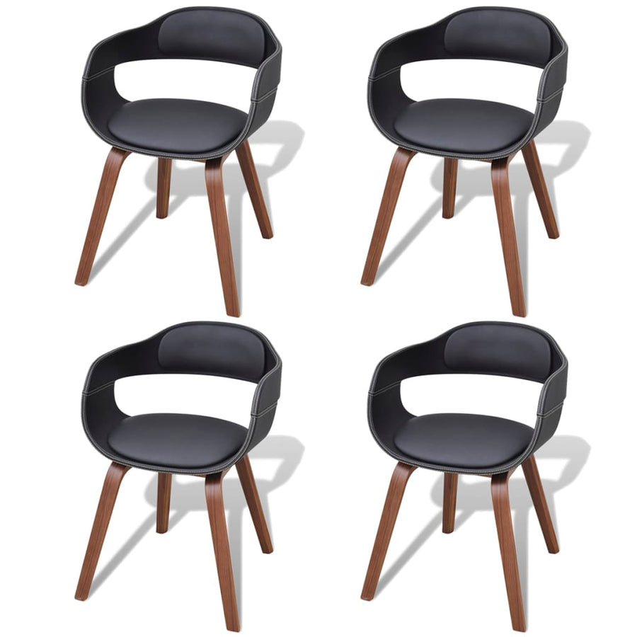 Eetkamerstoelen Gebogen Hout En Kunstleer 4 Zwart
