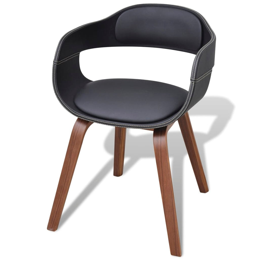 Eetkamerstoelen Gebogen Hout En Kunstleer 4 Zwart
