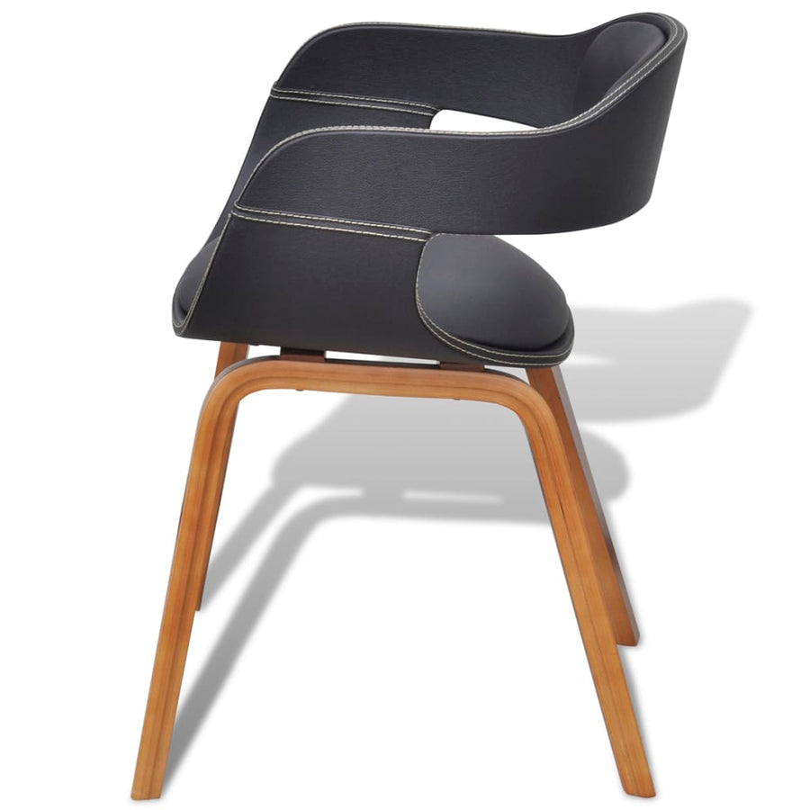 Eetkamerstoelen Gebogen Hout En Kunstleer 4 Zwart
