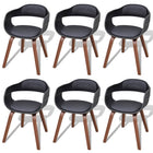 Eetkamerstoelen 6 st gebogen hout kunstleer zwart 49x51x70 cm