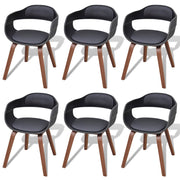 Eetkamerstoelen 6 st gebogen hout kunstleer zwart 49x51x70 cm