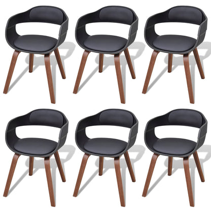 Eetkamerstoelen Gebogen Hout En Kunstleer 6 Zwart