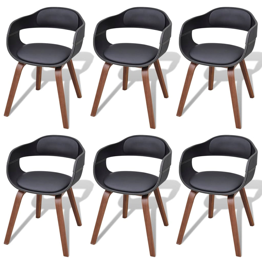 Eetkamerstoelen Gebogen Hout En Kunstleer 6 Zwart