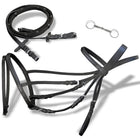 Bridle leather with combined noseband, reins, and bit black cob