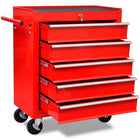 Gereedschapswagen 5 lades rood staal 69x33x77 cm