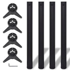 Height-adjustable black table legs 710 mm 4 pcs