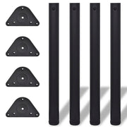 Height-adjustable black table legs 710 mm 4 pcs