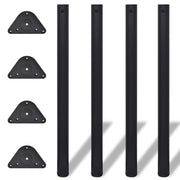 Tafelpoten 4 stuks in hoogte verstelbaar zwart 870-880 mm