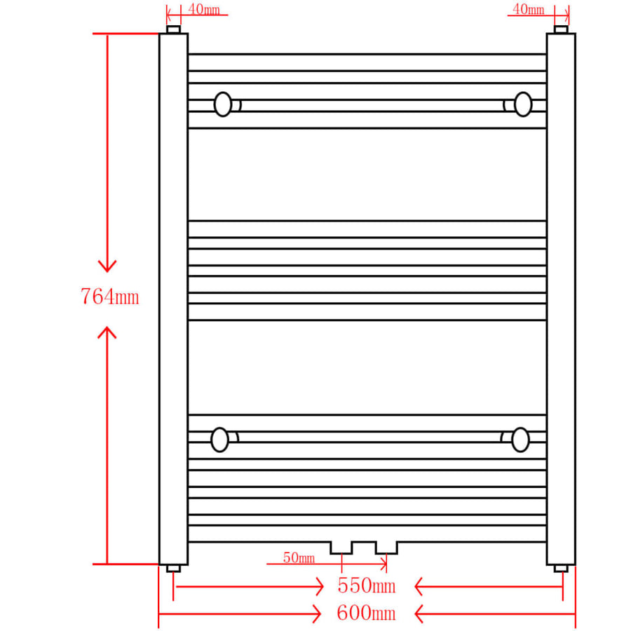 Radiator / Handdoekenrek Zwart 600 x 764 mm Recht