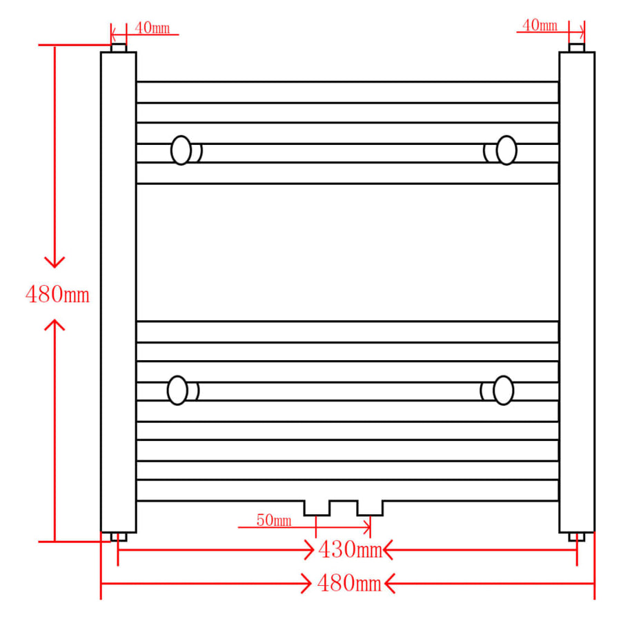 Radiator / Handdoekenrek Zwart 480 x 480 mm Gebogen
