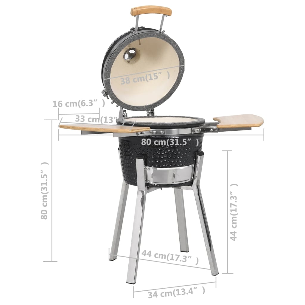Kamado Barbecue 8 Cm Keramiek Zwart