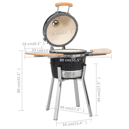 Kamado Barbecue 8 Cm Keramiek Zwart