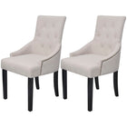 Eetkamerstoelen 2 st crèmegrijs massief houten frame