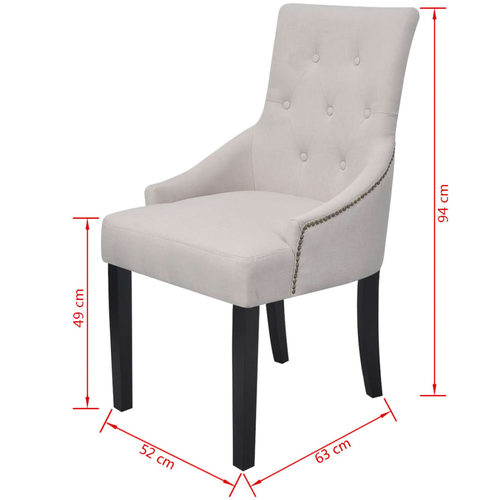Eetkamerstoelen Stof Crèmegrijs 2